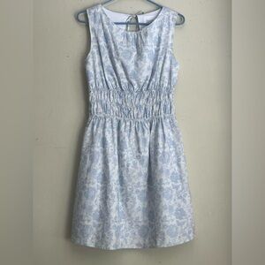 Blue and White Sleeveless Sundress with Scoop Neck